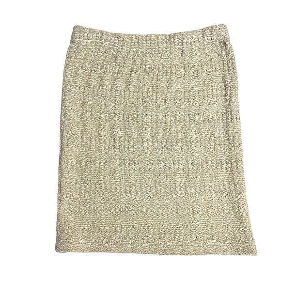 St. John Cream Tan Straight Pencil Mini Skirt Size 10 Made USA Knitted Stretch - Picture 4 of 9
